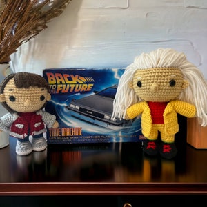 Back To The Future, Classic Movie, 1980&#39;s, Marty McFly, Doc Brown Crochet Amigurumi doll