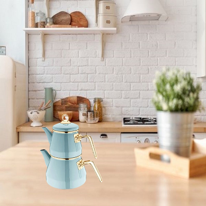 Turkish Tea Pot Set Enamel Teapot Set , Turkish Samovar Tea Maker, Tea