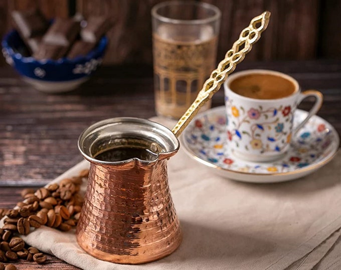 Turkish coffee pot Coffee Pot, Greek, Arabic Ibrik Cezve , Turkish Traditional Hand Hammered Stove Top Copper, Coffee pot