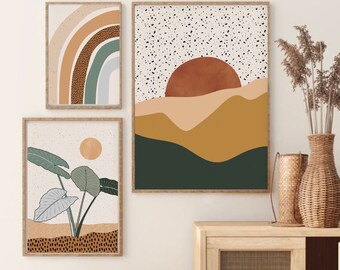 Palm Springs Retro art 2 piece wall art color desert poster boho decor abstract decor contemporary print colorful cactus prints