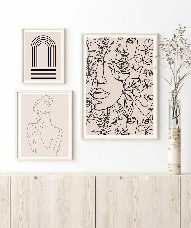 Printable Wall Art, Boho Mid Century Modern Wall Art, Gallery Wall Set of 5, Boho Chic Prints, Abstract Digital Dwnload, Boho Home Decor image 8