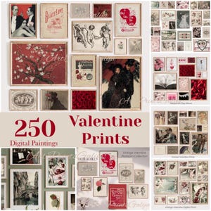250+ Valentinstag druckbare Wandkunst Set, Mega Bundle, digitale Vintage romantische Drucke, Boho Valentinstag Retro Paar Poster, digitaler Download