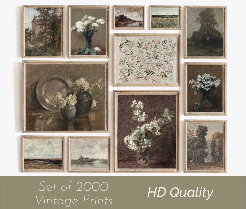 2000 Vintage Printable Rustic Landscape Oil Painting Set, MEGA BUNDLE Antique Portrait Prints Wall Art Set Farmhouse Modern Digital Download, North Prints