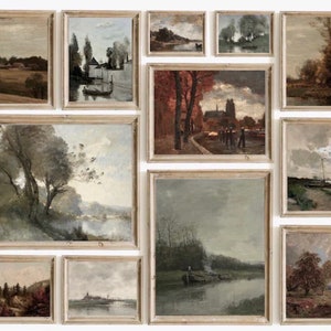 2000 Vintage Printable Rustic Landscape Wall Art Prints Set, MEGA BUNDLE, French Country Farmhouse Antique Oil Painting, Digital Download, North Prints