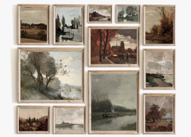 2000 Vintage Printable Rustic Landscape Wall Art Prints Set, MEGA BUNDLE, French Country Farmhouse Antique Oil Painting, Digital Download, North Prints