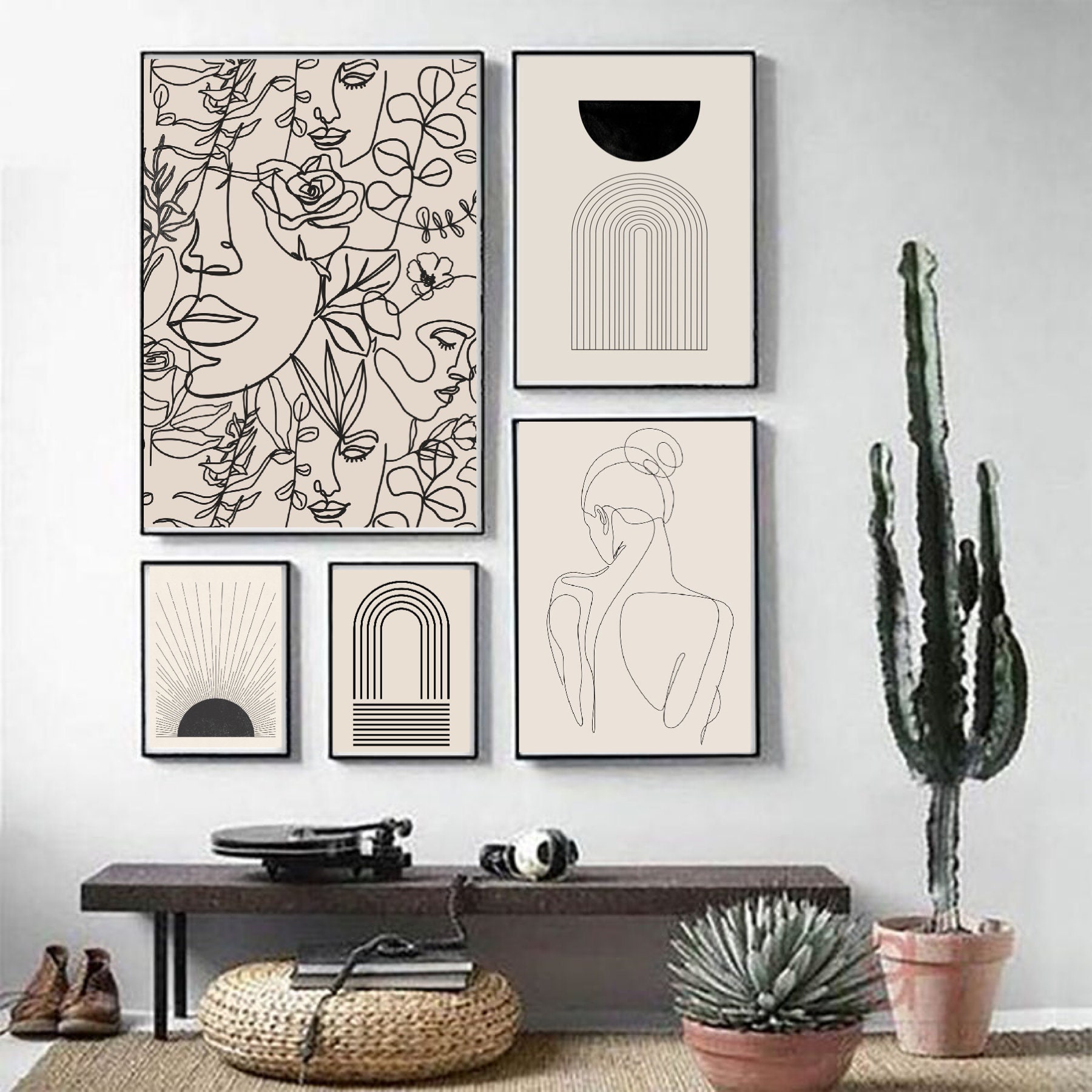 Wall Home Chic Prints, 5, Set Wall of Mid Art, Wall Modern Abstract Digital Century Dwnload, Boho Decor Printable - Boho Gallery Boho Art, Etsy