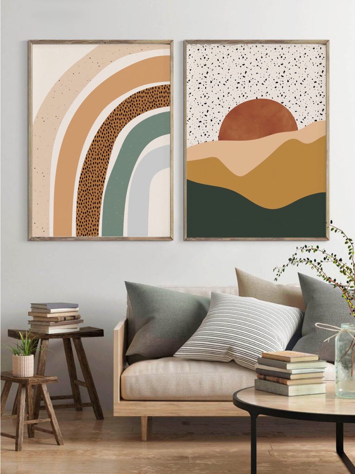 Wall Art Set of 3 Abstract Boho Art Set of 3 Prints Mid Etsy Canada