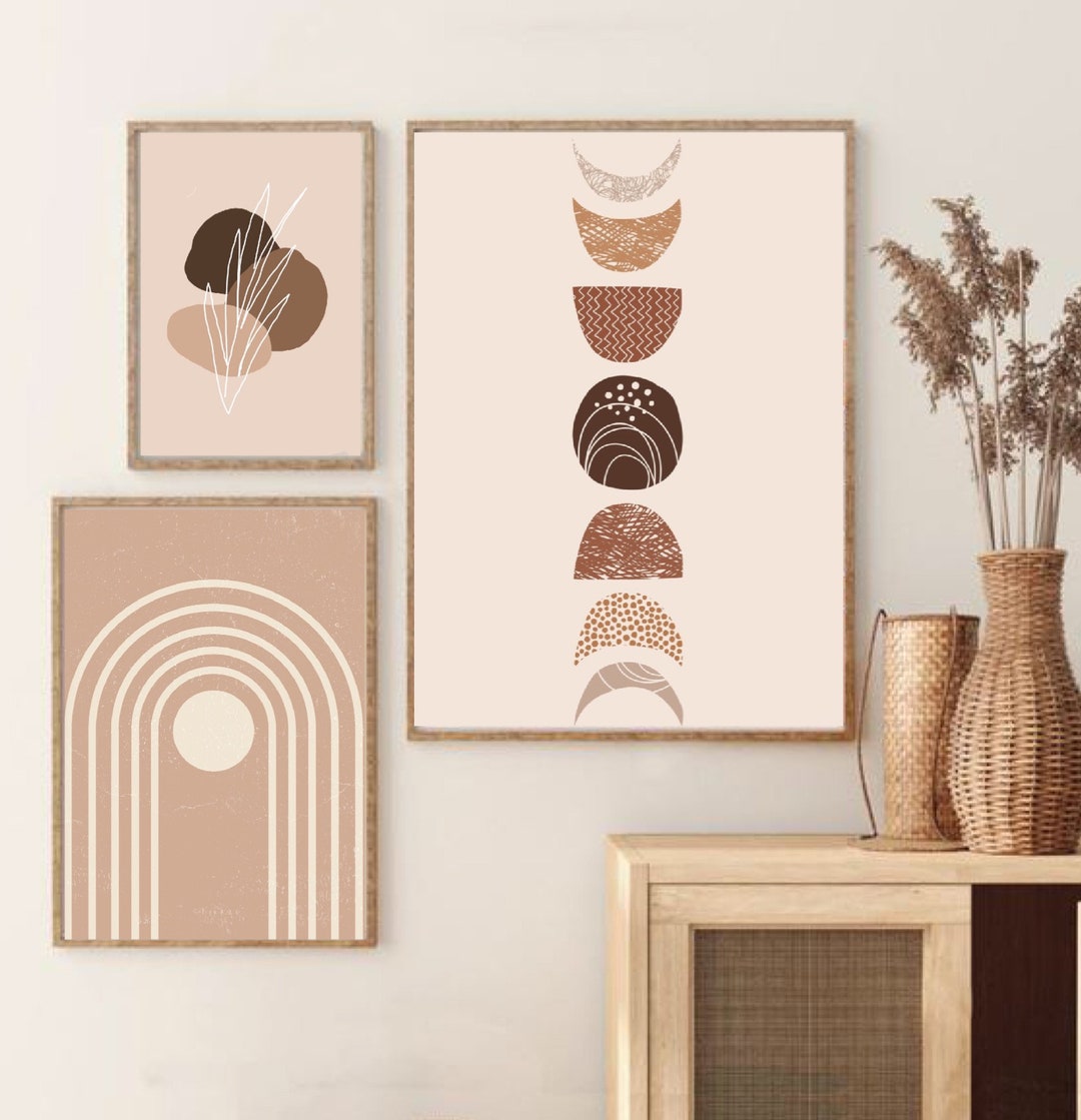 Wall Art Set of 3 Abstract Boho Art Set of 3 Prints Mid - Etsy