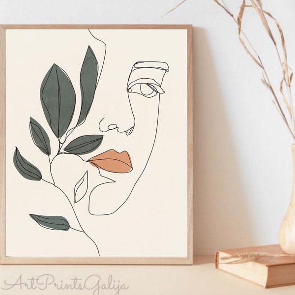 Printable Wall Art, Abstract Boho Art Print, Living Room Print, Digital Mid Century Modern Line Art Print, Wall Decor Download Art