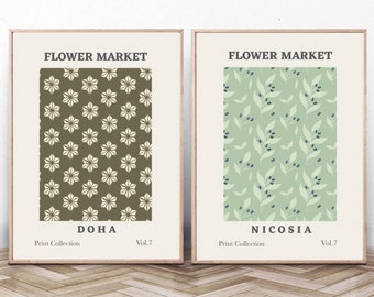 Printable Wall Art, Digital Floral Prints, Gallery Wall Set of 2, Botanical Prints, Digital Download Flower Market Print, Wall Art Poster