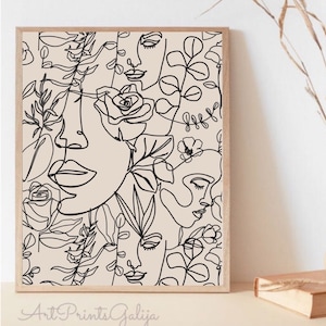 Arte de pared imprimible, impresión de arte abstracto bohemio, impresión para sala de estar, impresión digital de arte lineal de pared de mediados de siglo, impresión artística para decoración de pared