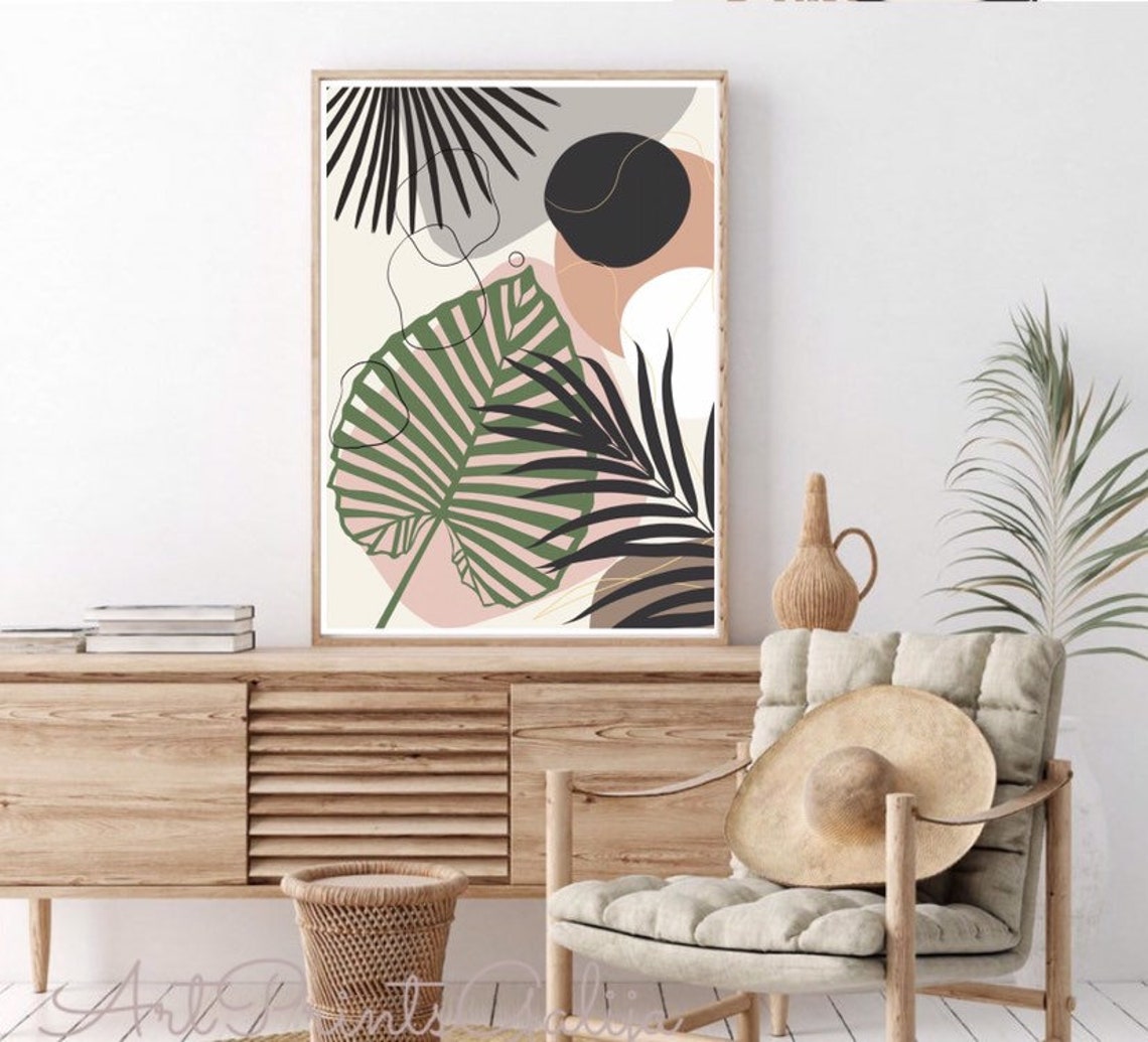 Wall Art Set of 2 Abstract Boho Art Set of 2 Prints Mid - Etsy