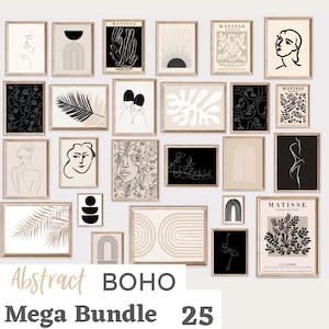 25 MEGA BUNDLE druckbare Wandkunst, Boho Mid Century moderne Wandkunst, Galerie-Wand-Set, Boho Chic Prints, digitaler Download, Boho Wohnkultur
