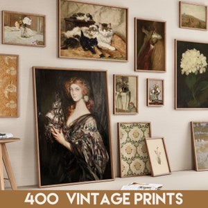400 Vintage Art Prints Set, Mega Bundle French Decor Printable Wall Art, Country Farmhouse Digital Download, Antique Oil Paintings Gallery