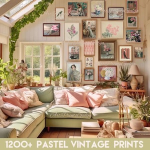 1200+ Cottage Gallery Wall Art Prints Set, Printable Cottagecore Pastel Vintage Art, MEGA BUNDLE, English Country Decor, Digital Download