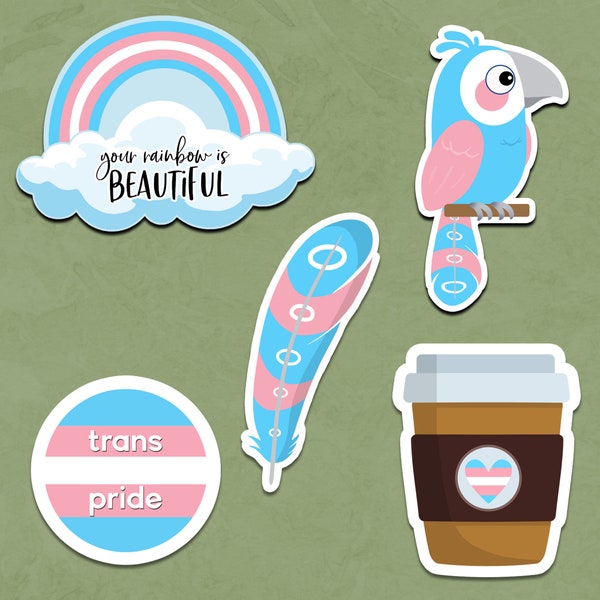 Trans Pride Sticker Collection, Transgender Stickers, Pride Stickers, LGBTQIA Sticker