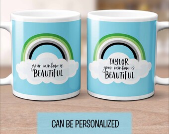 Aromantic Pride Rainbow Mug with Optional Personalization, Custom Aro Pride Mug, Gift Mug, Pride Mug