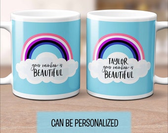 Genderfluid Pride Rainbow Mug with Optional Personalization, Custom Genderfluid Mug, Gift Mug, Pride Mug