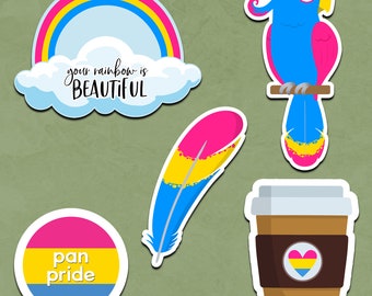 Pansexual Pride Sticker Collection, Pan Pride, Pansexual Pride, Pride Sticker, Pansexual Sticker, LGBTQIA+ Sticker