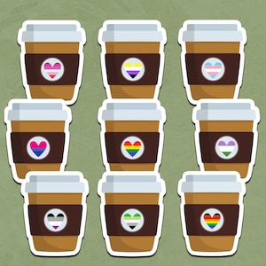 Caffeinated Pride Vinyl Sticker, Pride Sticker, Coffee Sticker, LGBTQIA+ Sticker