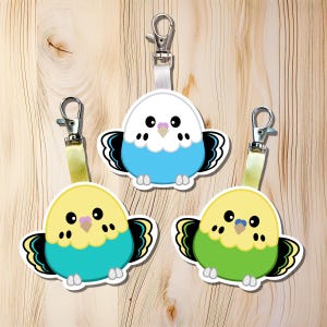 Parakeet Bag Charm, Bird Tote Accessory, Parrot Keychain, Budgie Charm, Parrot Bag Tag, Handmade Accessory, Multiple styles