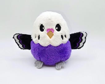Violet the Parakeet Borb Plush, Budgie Plushie, Handmade Toy, Gift for Parrot Lover