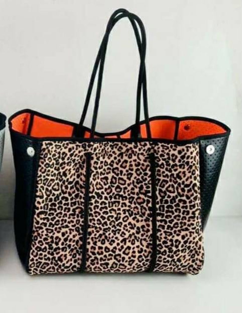 New Fall Colors Neoprene Bag Leopard Neoprene tote Neoprene | Etsy