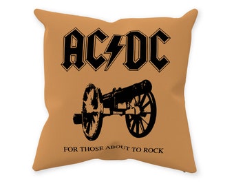 ACDC For Those About To Rock Throw Pillow / Vinyl Record Album Cover Music Room Decor 14x14 16x16 18x18 20x20