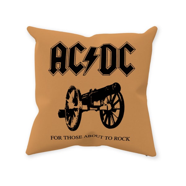 ACDC For Those About To Rock Throw Pillow / Vinyl Record Album Cover Music Room Decor 14x14 16x16 18x18 20x20