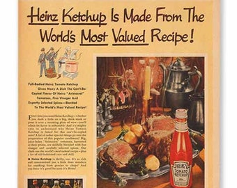 KITCHEN VINTAGE AD - Retro Ketchup Posters, Food Prints, Kitchen Wall Art