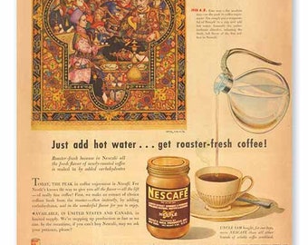 COFFEE VINTAGE AD - Kitchen Poster, Retro Food Print, Kitchen Wall Art Decor