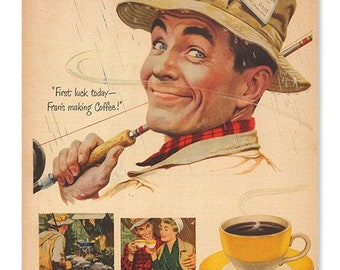 COFFEE VINTAGE AD | Kitchen Poster, Retro Food Print, Kitchen Wall Art Decor, Beverage Poster