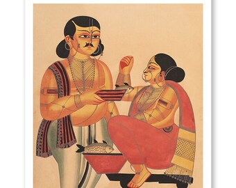 Woman Selling Fish- Folk Art Print, Wall Art Decor, Ethnic Prints, Vintage Poster