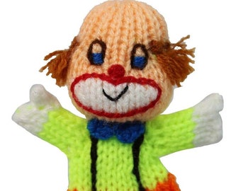 Handgestrickte Fingerpuppe Clown