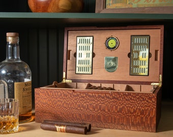 Lacewood Cigar Humidor, Spanish Cedar Lined, with Hygrometer, Personalized