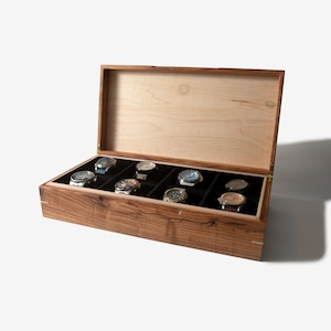 Scatola porta orologi - Mesquite del deserto e acero riccio - 8 scomparti per orologi - regalo personalizzato