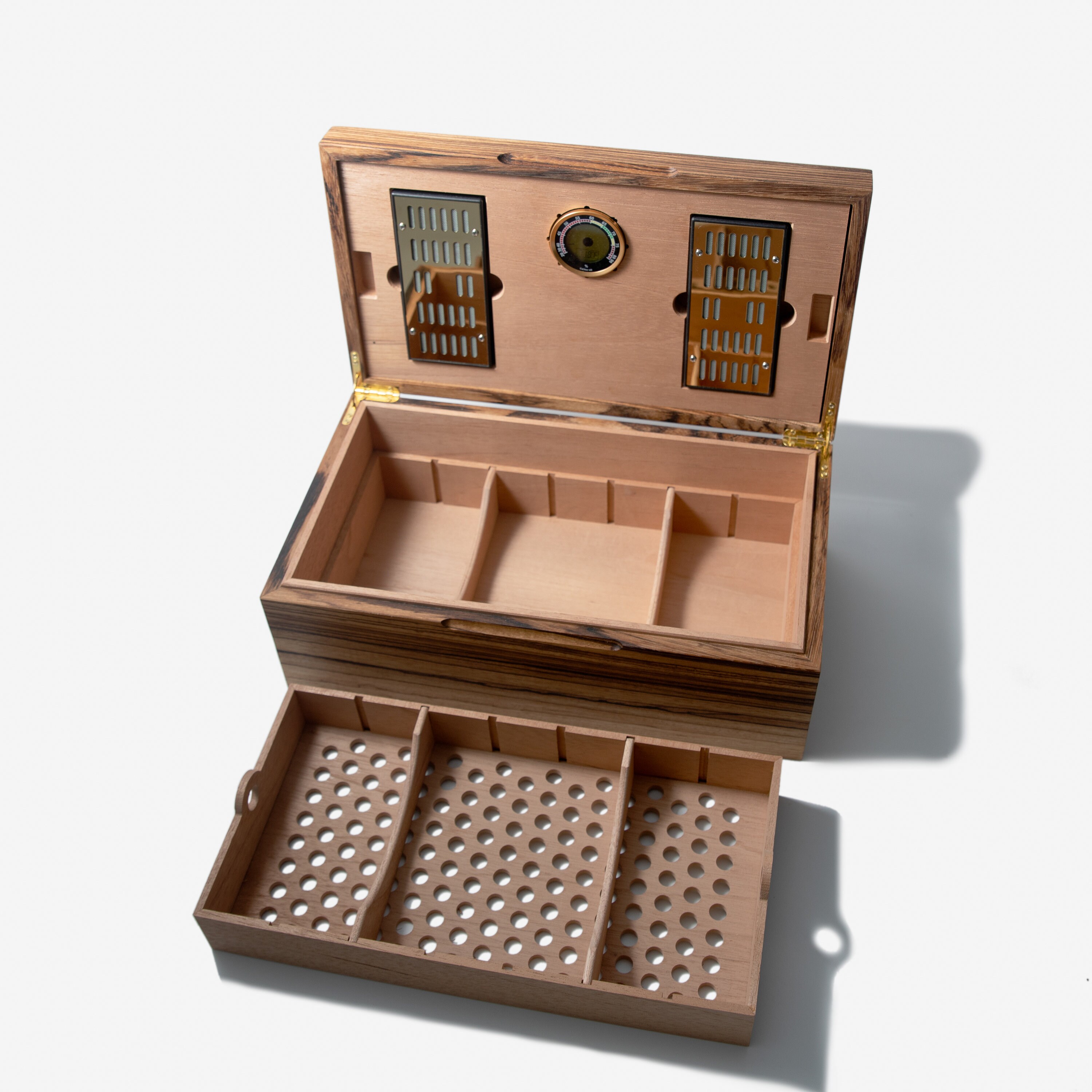 Zebrawood Humidor With Spanish Cedar Digital Hygrometer and Etsy