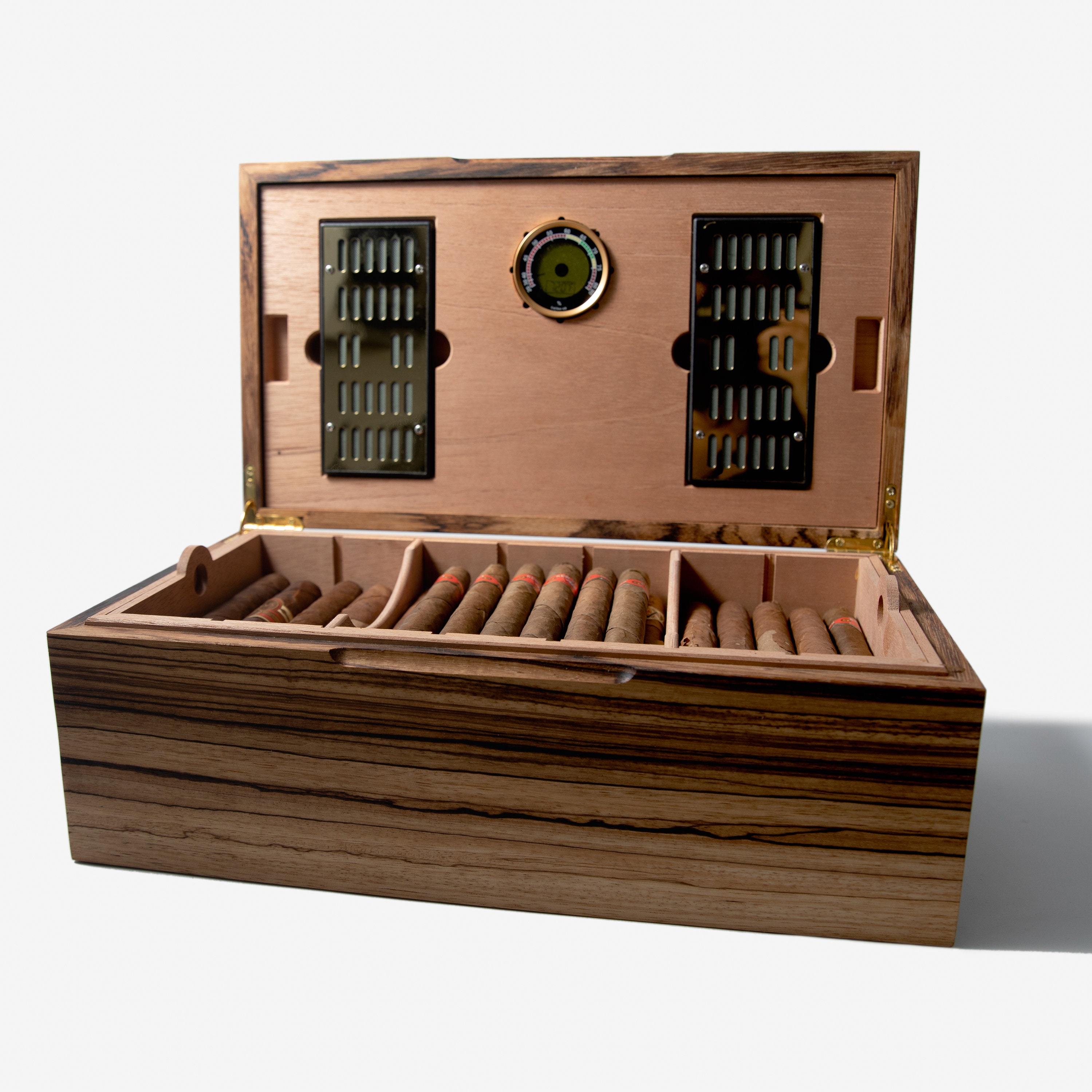 Zebrawood Humidor With Spanish Cedar Digital Hygrometer and Etsy