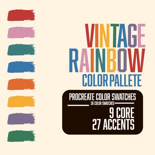 Rainbow Color Pallet, Procreate Color Pallet, Vintage Procreate Pallet, Color Pallet, Pride Color Pallet, Procreate, Instant Download