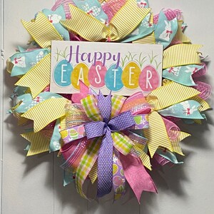 Happy Easter, Easter, Deco mesh wreath, spring
