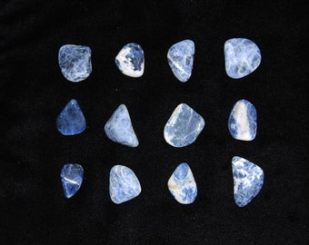 Loose Blue Sodalite Polished Chakra Stone Set, 5 ounces 12 stones. Polished using off grid solar power.