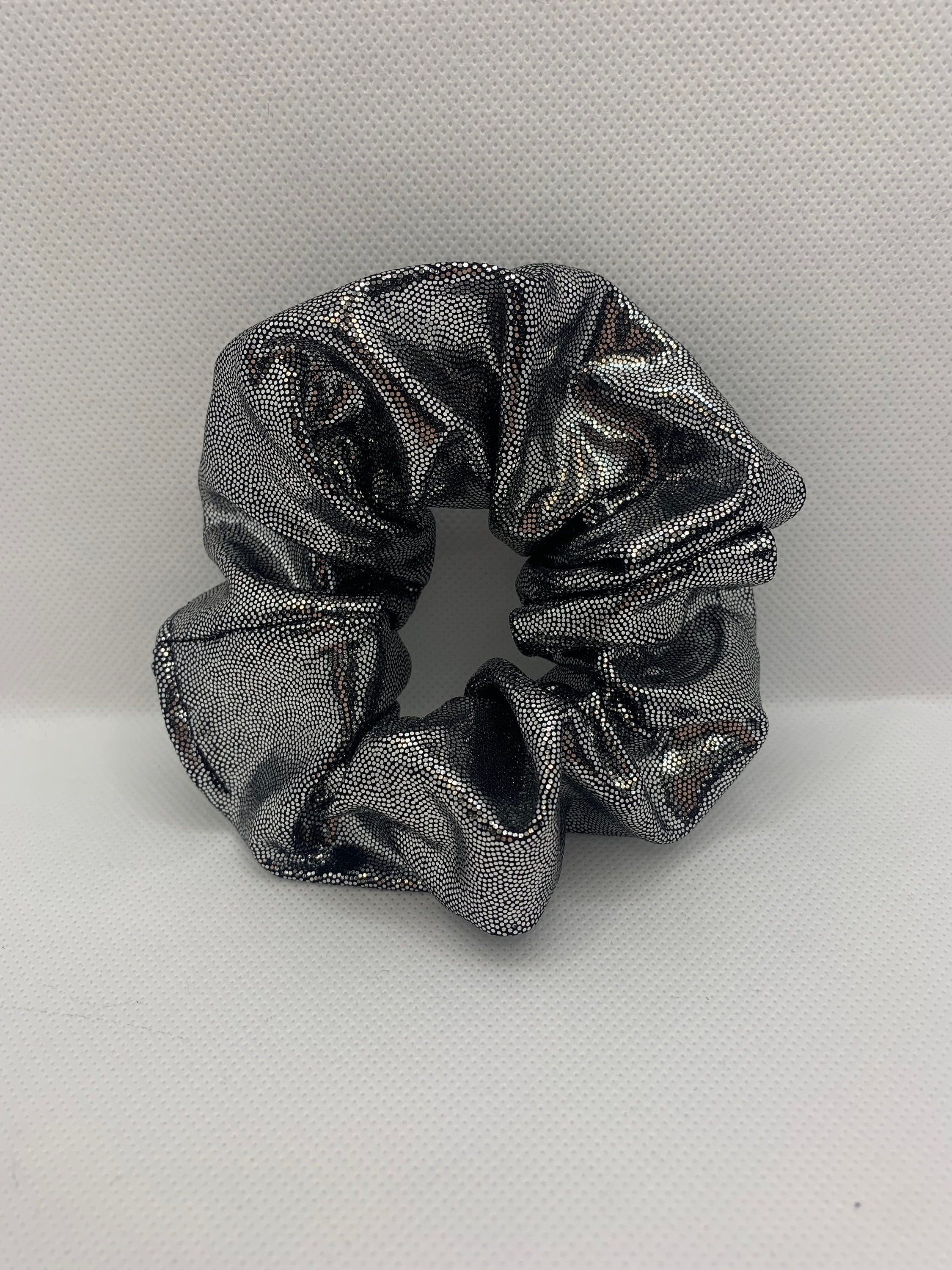 Up-cycled Black and Silver Scrunchie Hand Made Silver | Etsy