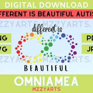 違いは美しい 自閉症啓発 自閉症レインボー PNG 自閉症リボン インクルージョン 特別教育 デジタルダウンロード 即時ダウンロード