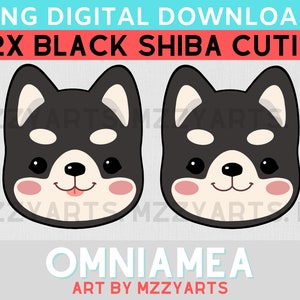 Black Adorable Cute Shiba Inu Doggo Clipart PNG JPG PDF Clip Art High Quality Graphic Instant Use Digital Download