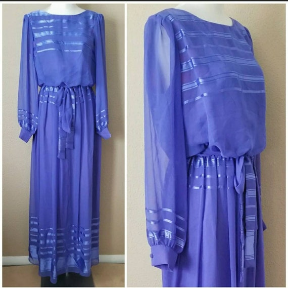 Chiffon Dress Vintage, French Vintage Clothing, 70