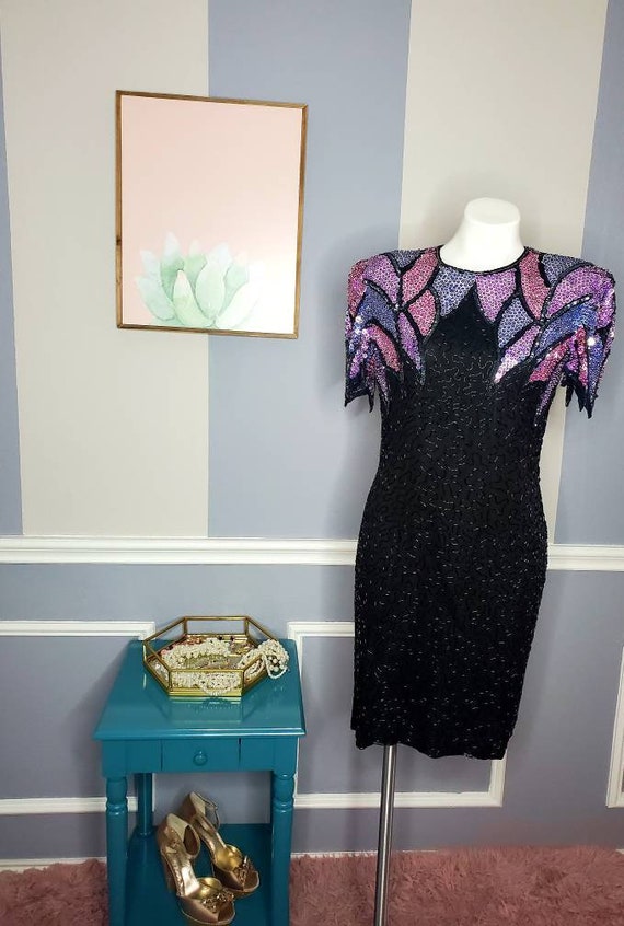 Vintage Beaded Gown, Beaded Prom Dress, Winter For