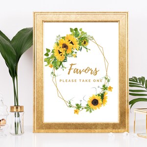 Sunflower Favors Sign | Baby Shower Sign | Fall Bridal Shower Signs| Floral Bridal Shower Sign | Wedding Shower Sign | Instant Download