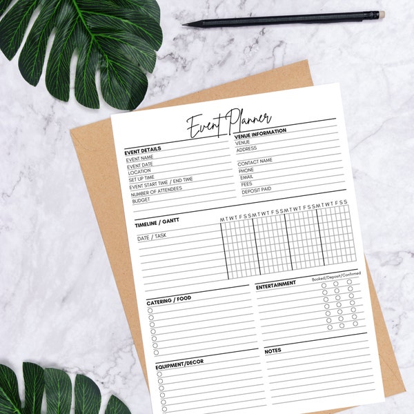 Event Planner Printable | Event Organizer | Event Planner Template | Party Planner | Event Checklist | Party Checklist | Instant Download