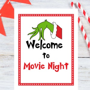 The Grinch Movie Night | Grinch Theme Party | Grinchmas | Christmas Party Decor | Christmas Holiday Theme Party Supplies | Grinch Printable