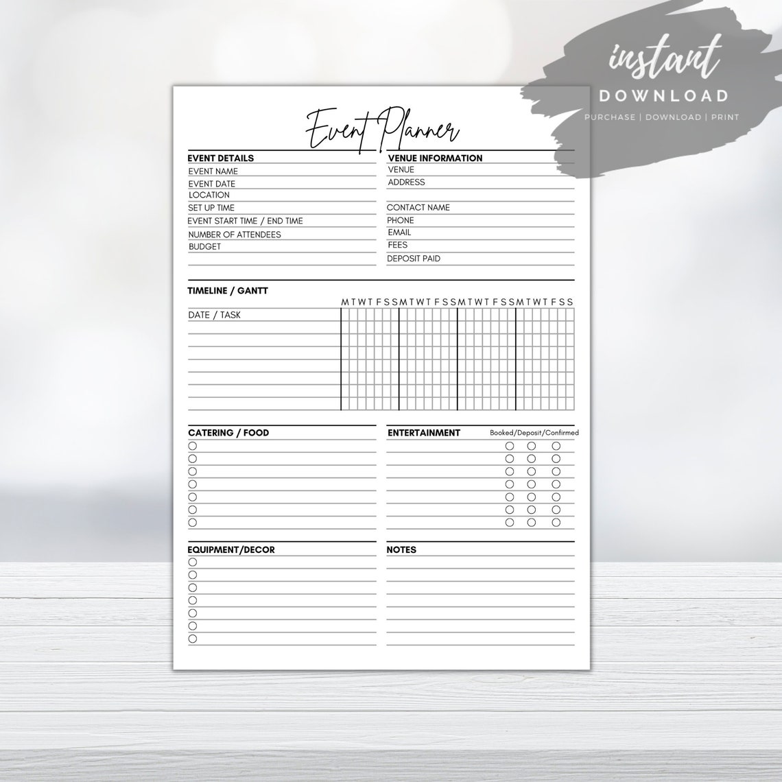 Event Planner Printable | Event Organizer | Event Planner Template ...